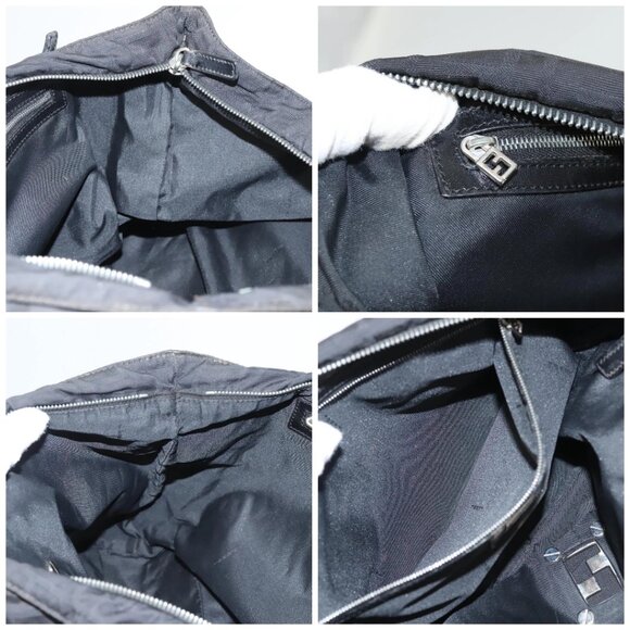 FENDI Zucca Canvas Tote Bag Nylon Black Silver Auth - Picture 14 of 14